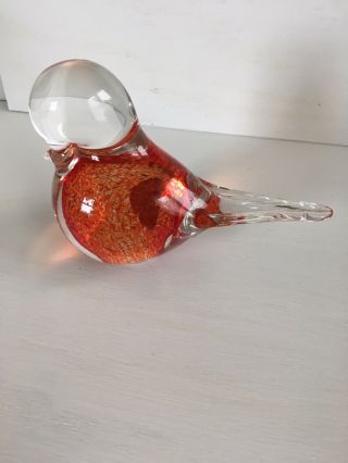 Made In Sweden Vintage Art Glass Red Bird Figurine 4 1/2” High - Cute