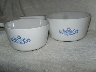 2 Vintage Corning Ware Range Toppers Blue Cornflower Pots