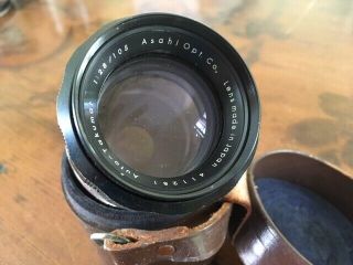 Vintage Asahi Pentax Lens Auto - Takumar 1:2.  8/105 with Case & Hood 2