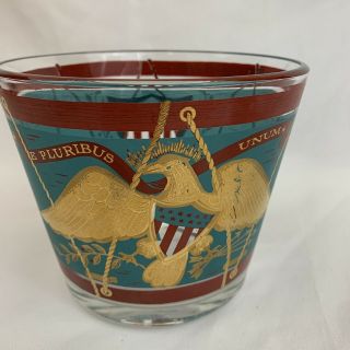 Vintage Cera Glass Eagle E Pluribus Unum Red Blue Gold Ice Bucket Bowl Americana