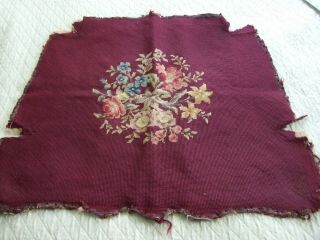 Large Vintage Needlepoint Chair Seat Cover/ Floral Design