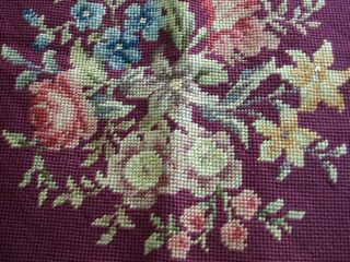Large Vintage Needlepoint Chair Seat Cover/ Floral Design 3