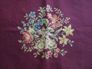 Large Vintage Needlepoint Chair Seat Cover/ Floral Design 4