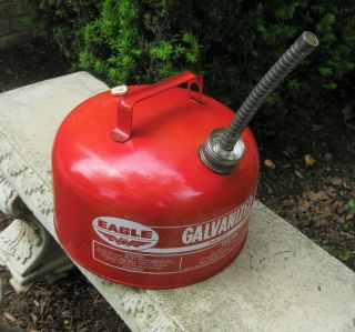 Vintage Eagle Sp - 2 1/2 Gal Galvanized Metal Gas Can With Fuel Filter Pour Spout