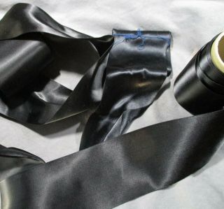 Wide Vintage Ribbon - Gorgeous Double Sided Black Satin - 3 " Wide - Over 8 Yards