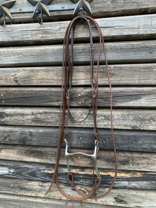 Quality Leather Western Vintage Circle Y One Ear Bridle Sweetwater Curb Bit