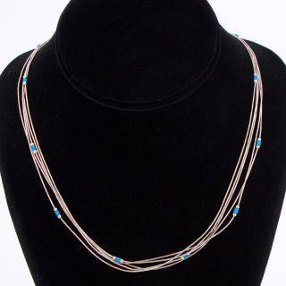 Vtg Sterling Silver - Navajo Turquoise Bead 18.  25 " Liquid Silver Necklace - 5.  5g