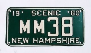 Vintage 1960 Hampshire License Plate Mm38