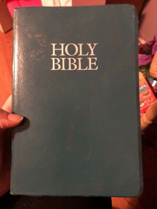 Vintage 1984 Zondervan Blue Niv Holy Bible Words Of Christ In Red