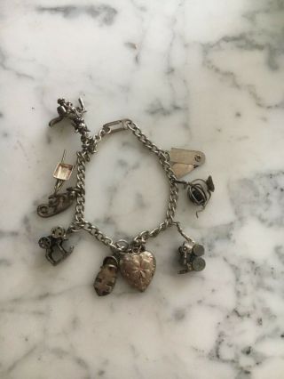 Vintage Sterling Silver Mechanical Charm Bracelet