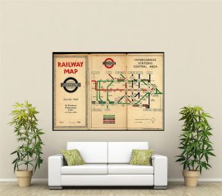 Vintage London Underground Tube Map Giant 1 Piece Wall Art Poster V114