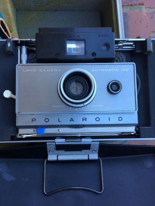 Vintage 1960S Polaroid Automatic 100 Land Camera w/ Case & Accessories Flash 2
