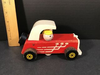 Vintage Fisher Price Red Wooden Sports Car 674 - 1960 