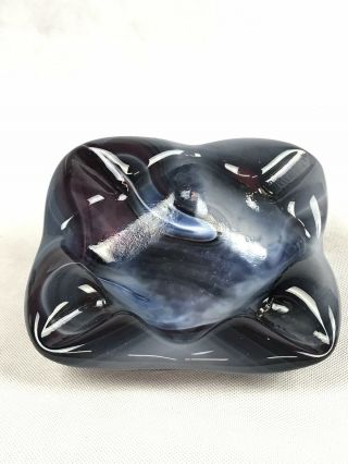 Vintage Imperial Glass End Of Day Amethyst Purple Blue White Slag Glass Ashtray 3