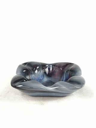 Vintage Imperial Glass End Of Day Amethyst Purple Blue White Slag Glass Ashtray 4