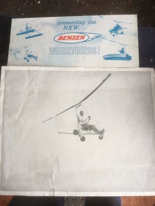 Vintage Bensons Whirlybird Gyrocopter Photos,  Pamphlet,  Plans Etc