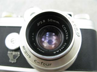 Argus C - Four 35mm Rangefinder Camera With 50mm f2.  8 Cintar Lens 5