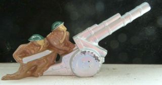 Vintage Barclay Lead Toy 2 Soldier Crew At Mobile Cannon B - 222 Paint