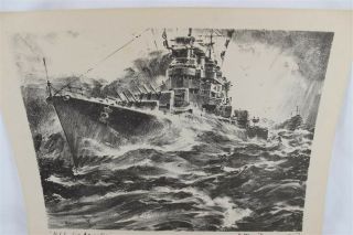 Vintage WWII Navy Cruiser USS Los Angeles EXTRA War Bond Art by Arthur Beaumont 2