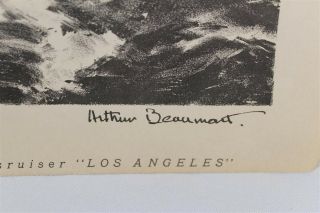 Vintage WWII Navy Cruiser USS Los Angeles EXTRA War Bond Art by Arthur Beaumont 3