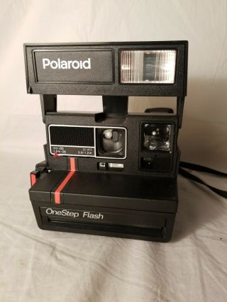 Vintage Polaroid One Step Flash Camera With Strap Instant Film Photography