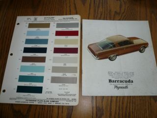 1965 Plymouth Barracuda Sales Brochure & 1965 Ditzler Paint Chips - Vintage