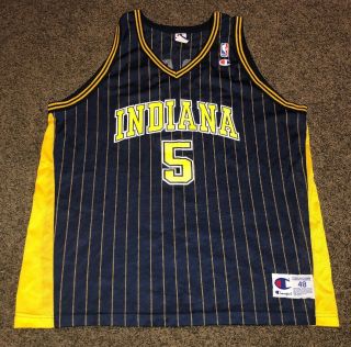Mens Vtg Champion Indiana Pacers Jalen Rose Basketball Jersey Blue Size 48