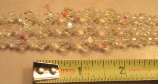Vintage 50 ' s Chunky Glass AB Crystal Bead Bracelet Multi 3 Strand Clear 3