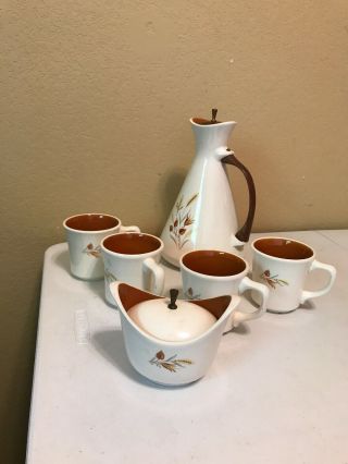 Vintage Mid Century Modern Coffee/tea Decanter Mugs Sugar Taylor Smith Harvest
