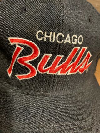 Vintage Sports Specialties CHICAGO BULLS snapback 90 ' s Blackscript hat cap 2