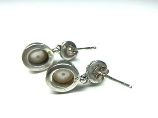 A Vintage Sterling Silver Mabe Pearl Swing Dangle Earrings Signed OM 2