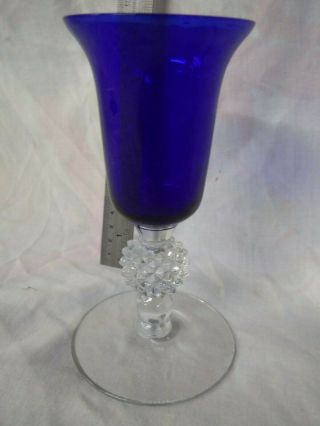 Cobalt Blue Golf Ball Aperitif Or Wine Glass Morgantown Unique Shape Vintage