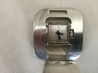 VINTAGE DULUX Swiss Made 17 Jewel Sterling Silver Wind - up Women ' s Bracelet Watch 3