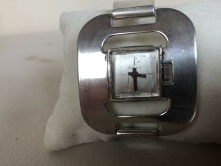 VINTAGE DULUX Swiss Made 17 Jewel Sterling Silver Wind - up Women ' s Bracelet Watch 8