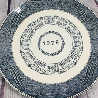 Vintage Royal China Currier Ives Style Blue & White 1979 Calendar Plate - 10 