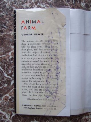 Animal Farm,  Stated First US Edition 1946,  George Orwell,  w/ Dust Jacket 2