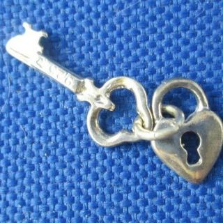 Vintage Sterling Silver Heart Shaped Locket With Key Charm
