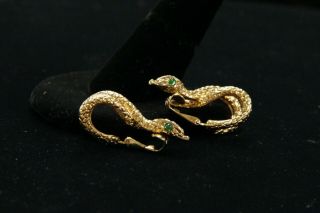 Vintage Signed Panetta Rhinestone Snake Earrings