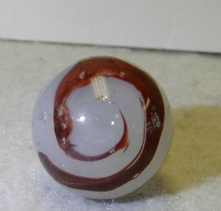 9338m Larger Vintage Akro Agate Silver Oxblood Corkscrew Marble.  72 Inches