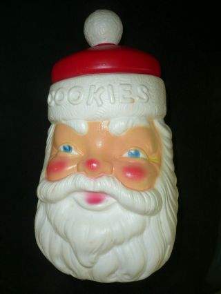 Vintage 1973 Empire Plastic Molded Santa Head Cookie Jar Blow Mold