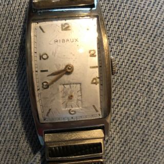 Vintage Swiss Made Ribaux Wind Up Mens Watch.  Needs Strap.  Great Bezel