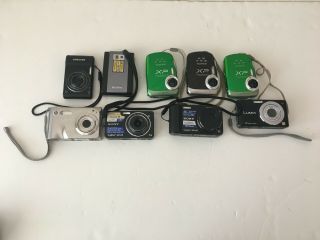 9 Digital Cameras.  Sony,  Fujifilm,  Samsung,  Hp,  And Panasonic.
