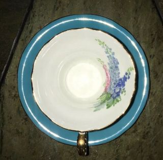 Vintage Aynsley Teal Floral Porcelain Tea Cup with Saucer 2