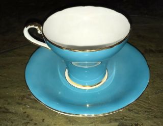 Vintage Aynsley Teal Floral Porcelain Tea Cup with Saucer 4