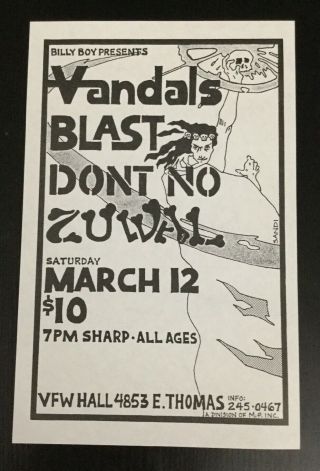 Punk Rock Concert Flyer Poster Vandals Blast Don 