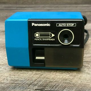 Vintage Panasonic Electric Pencil Sharpener Auto Stop Kp - 123 Blue - Made In Japan