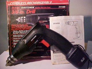 Vintage Sears Craftsman Cordless Rechargeable 3/8 - Inch 6v Drill 911186 W/ Box