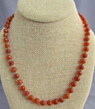 Vintage 14k Gold Hand Knotted Faceted Raw Block Baltic Honey Amber Necklace