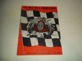 Vintage 1949 Langhorne Speedway 100 Mile National Championship Race Program