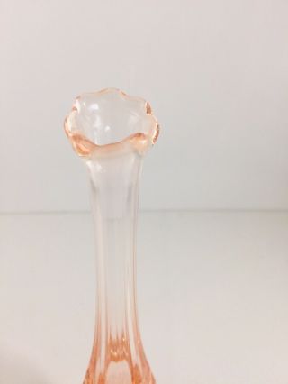Vintage Pink Depression Glass Footed Single Bud Vase 8.  5 